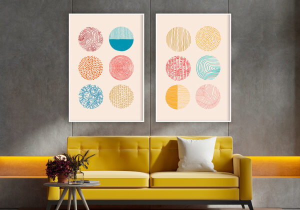 Ilustración de círculos con patrones abstractos