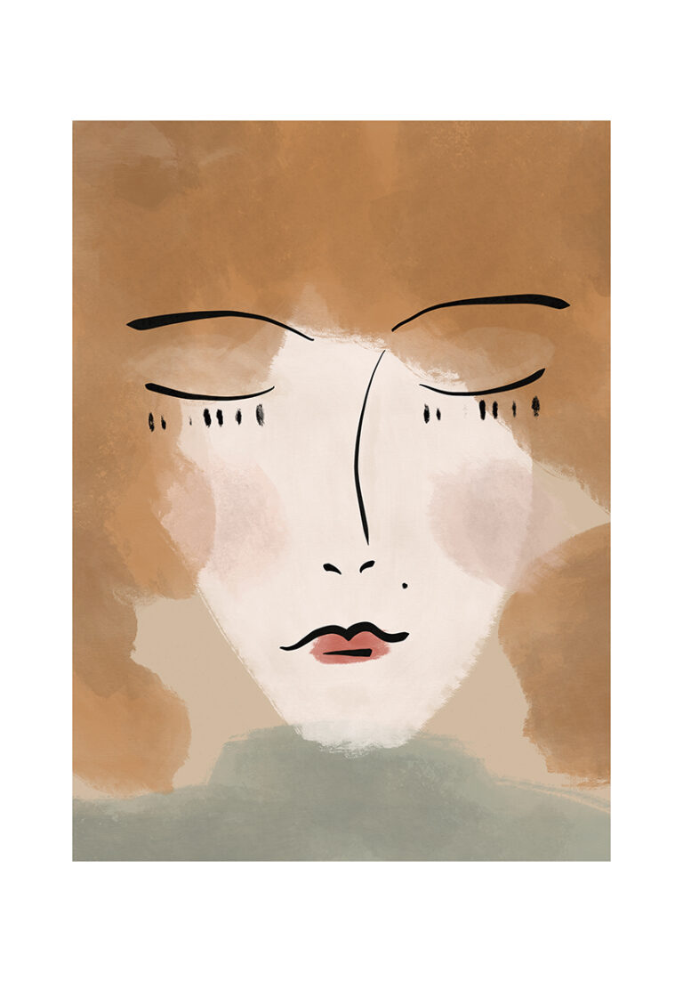Retrato abstracto con tonos cálidos