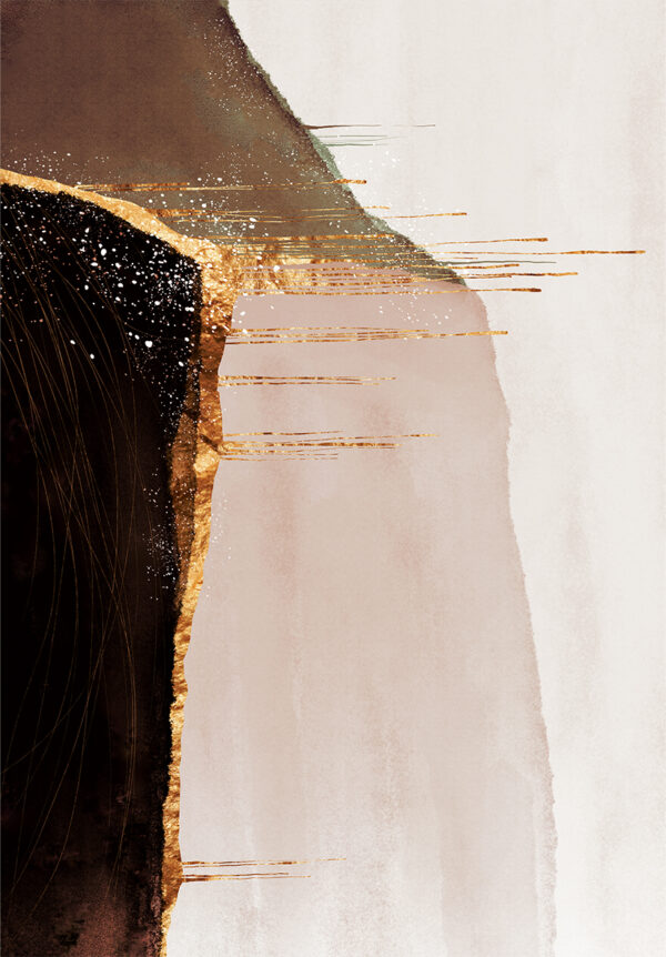 Obra abstracta con detalles dorados