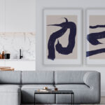 Pintura abstracta en pinceladas azules