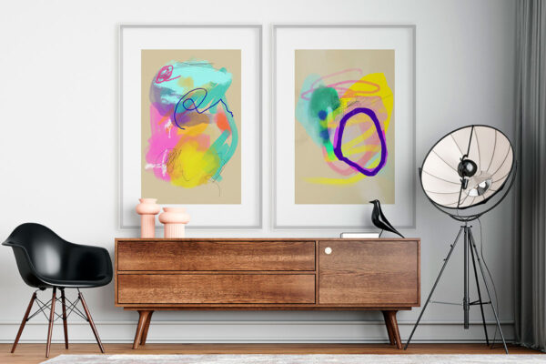 Impresión moderna y colorida de arte abstracto