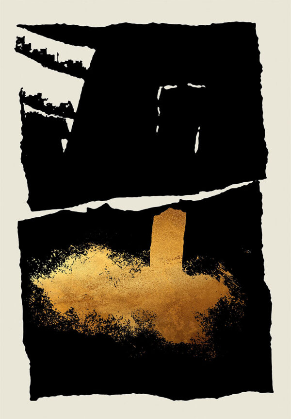 Diseño abstracto en negro y dorado