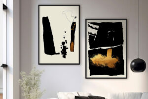 Diseño abstracto en negro y dorado