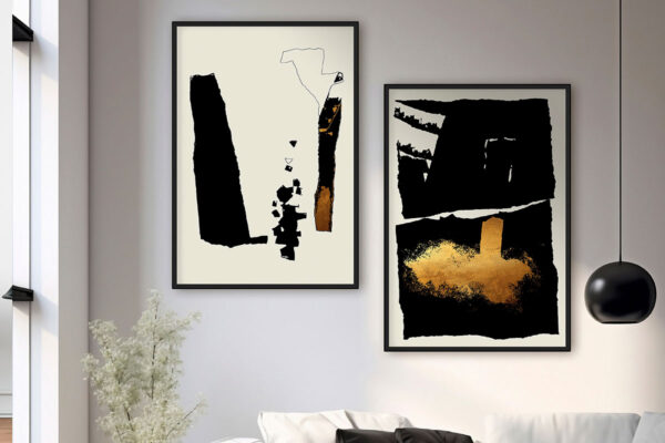 Diseño abstracto en negro y dorado