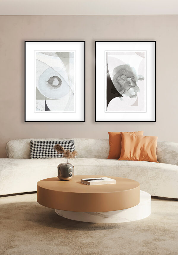 Arte abstracto en acuarela gris