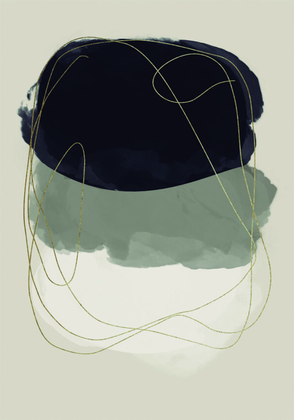 Diseño minimalista en gris y dorado