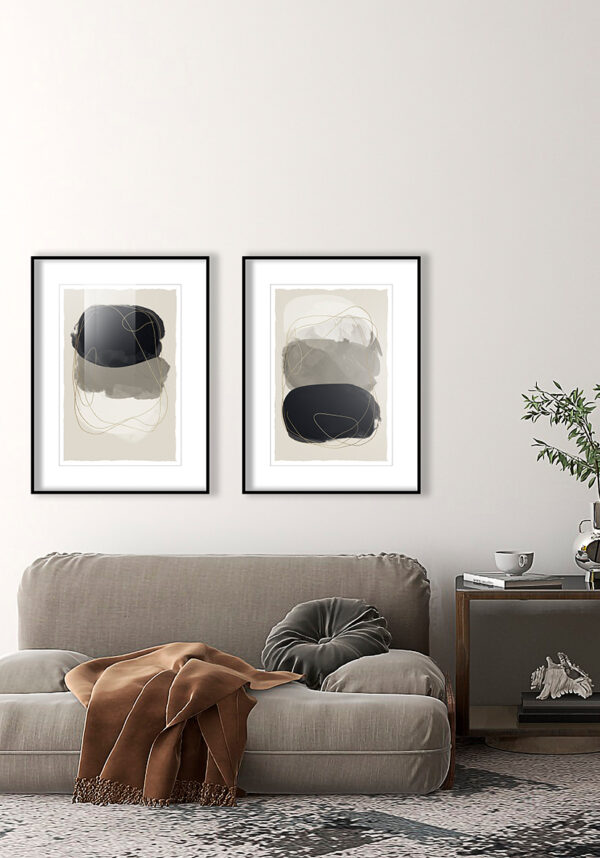 Diseño minimalista en gris y dorado