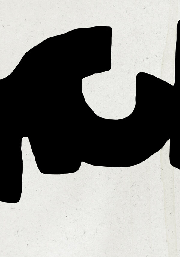 Obra abstracta minimalista en blanco y negro