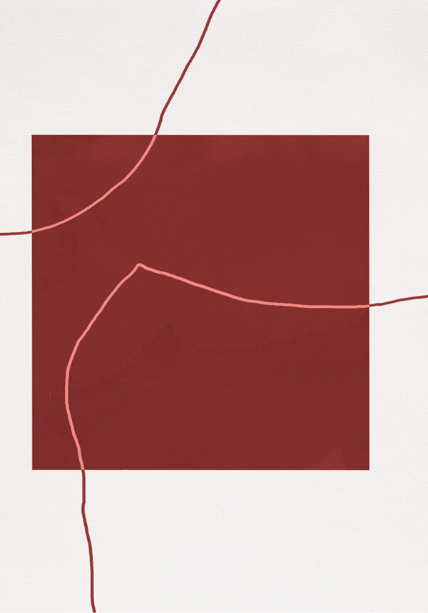 Diseño minimalista abstracto con acentos rojos
