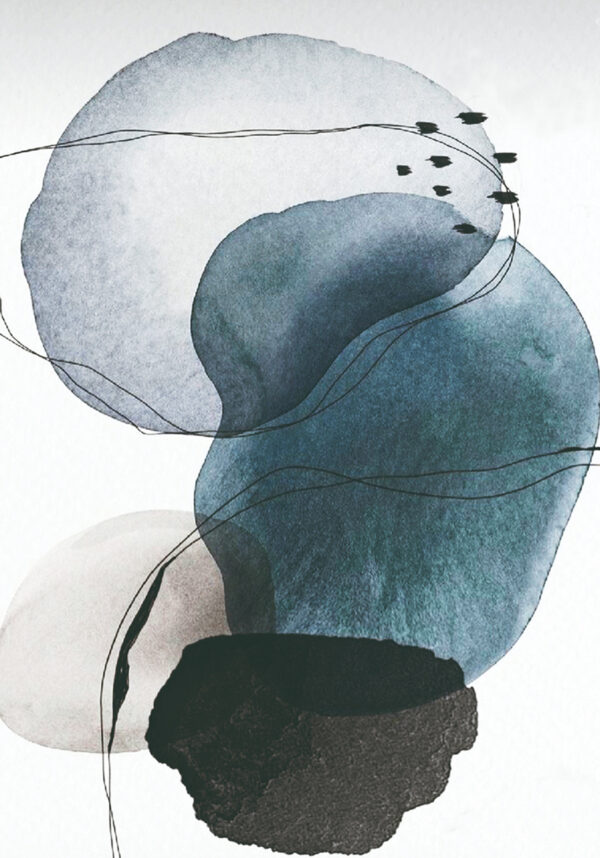 Composición en acuarela azul abstracta