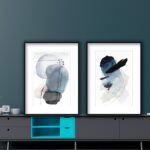 Arte abstracto en azul y negro