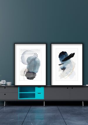 Arte abstracto en azul y negro