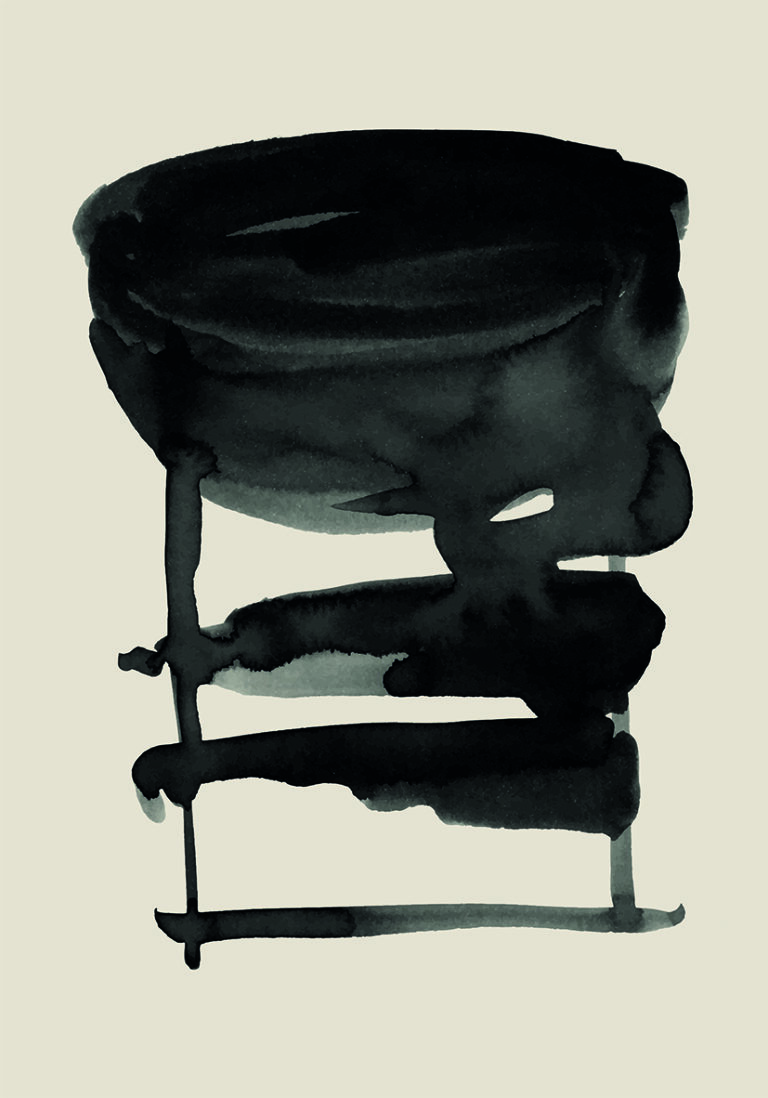 Obra minimalista en tinta negra
