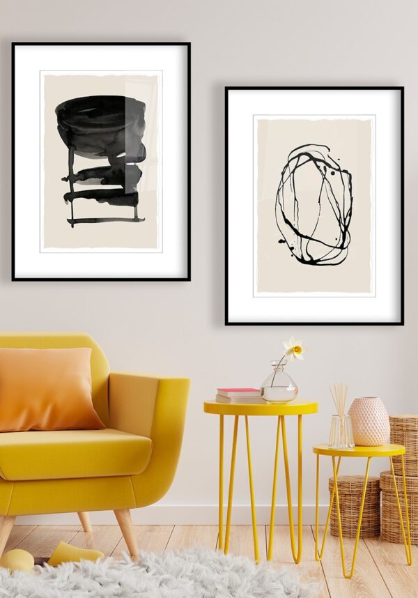Arte dinámico con líneas de tinta abstracta
