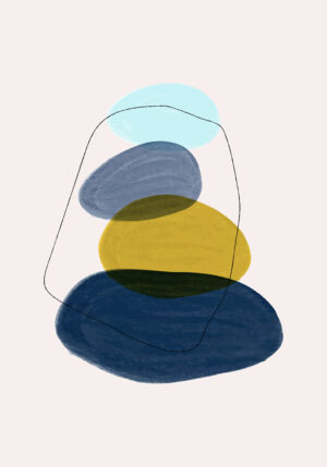 Arte minimalista con formas coloridas