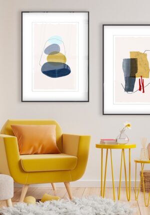 Arte minimalista con formas coloridas