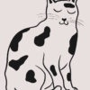 Ilustración de gato monocromática minimalista