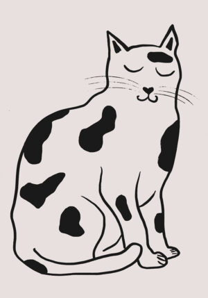 Ilustración de gato monocromática minimalista