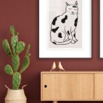 Ilustración de gato monocromática minimalista