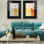 Pintura minimalista en amarillo y verde