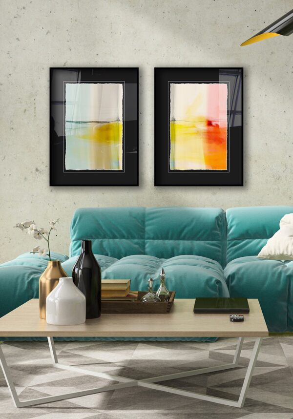 Pintura minimalista en amarillo y verde