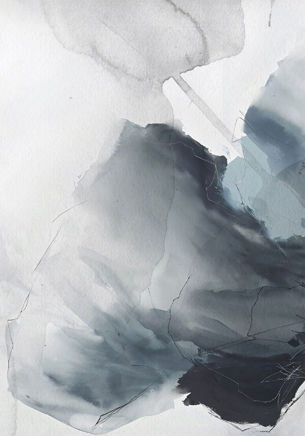 Pintura abstracta en azul y gris