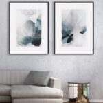 Pintura abstracta en azul y gris