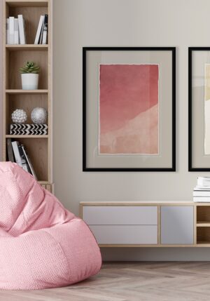 Obra minimalista en rojo y beige