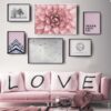 Láminas modernas en tonos rosados para salón