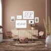 Interior bohemio moderno con arte de pared