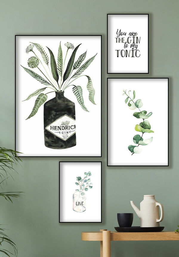 Conjunto estilizado de láminas botánicas