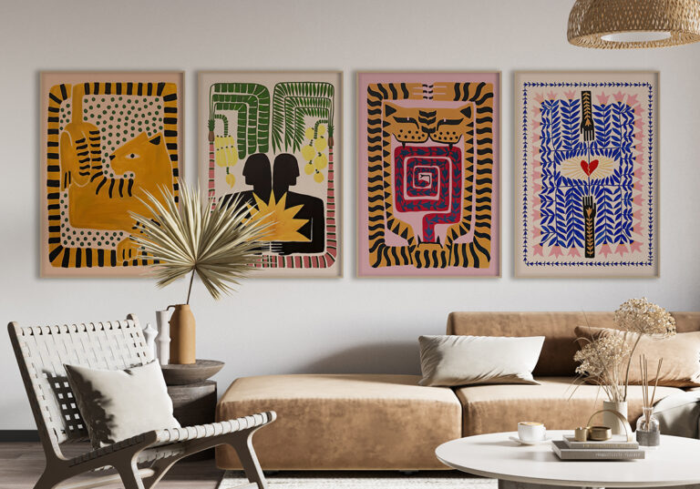 Arte Abstracto Moderno en Interior Neutro
