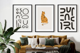 Minimalist black shapes on a white background