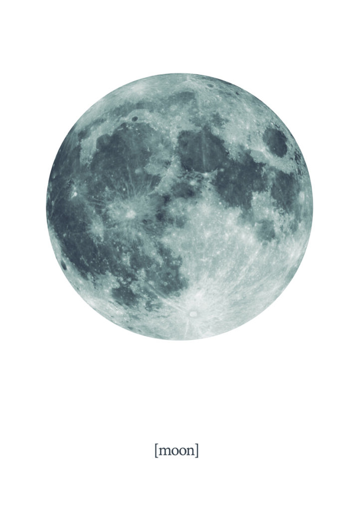 Ilustración minimalista detallada de la luna llena.