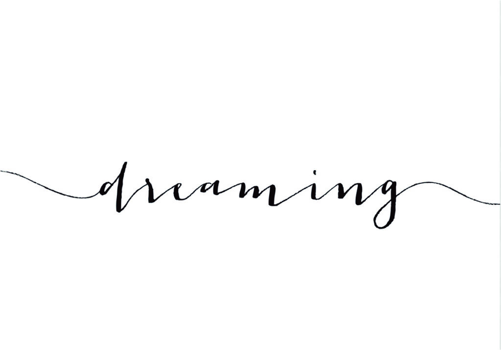 Caligrafía elegante de la palabra "Soñando".