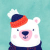Oso Polar Abrigado: Ilustración Invernal para Decoración