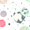 Panda astronauta flotando en el espacio
