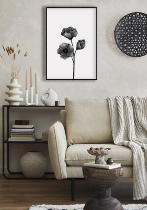 Flor minimalista en blanco y negro