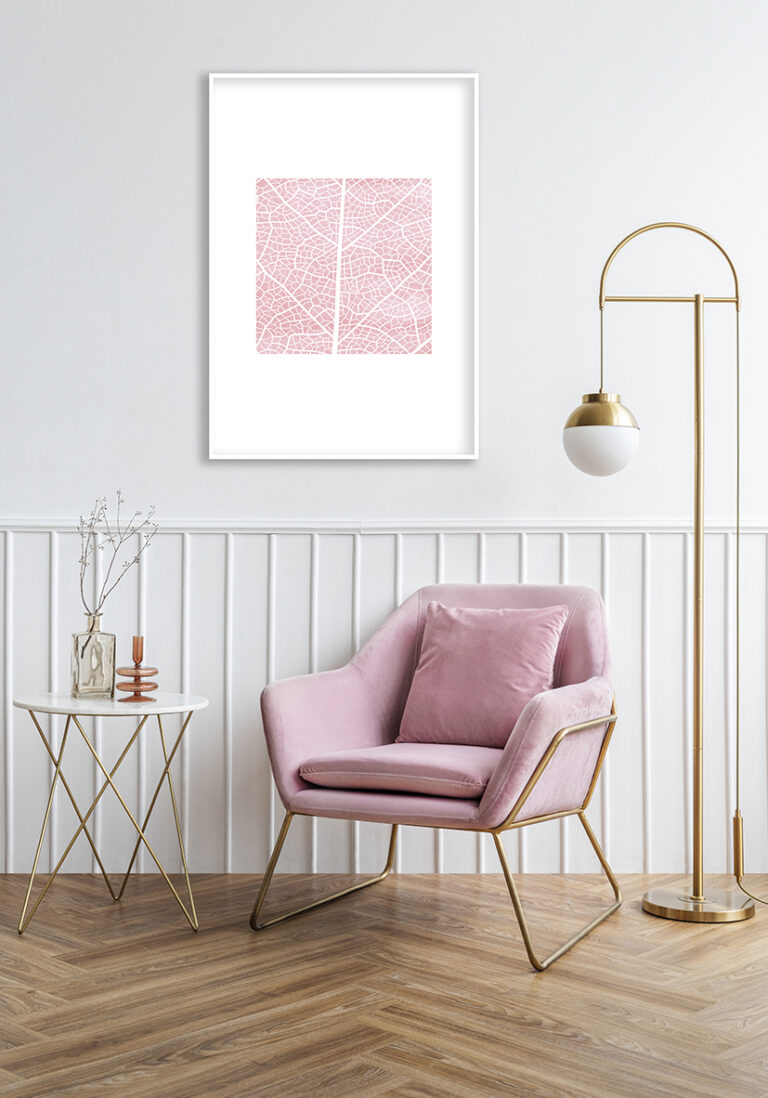Patrón de hojas en mosaico rosa abstracto