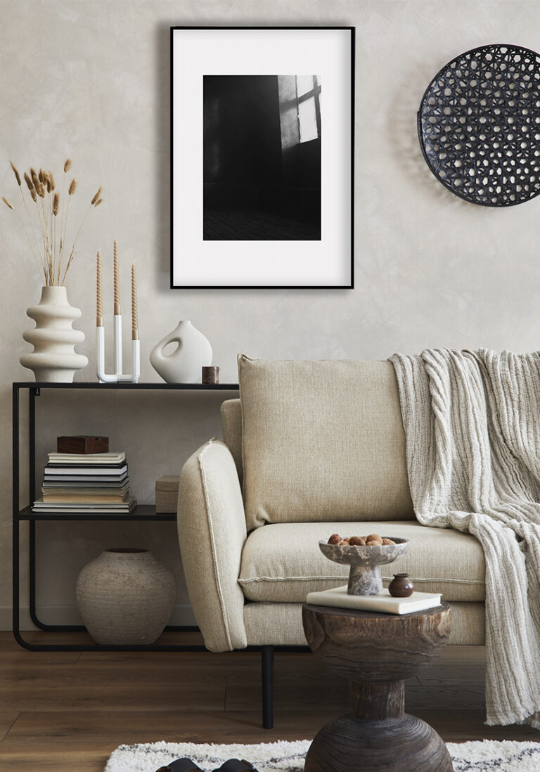 Arte abstracto minimalista en blanco y negro