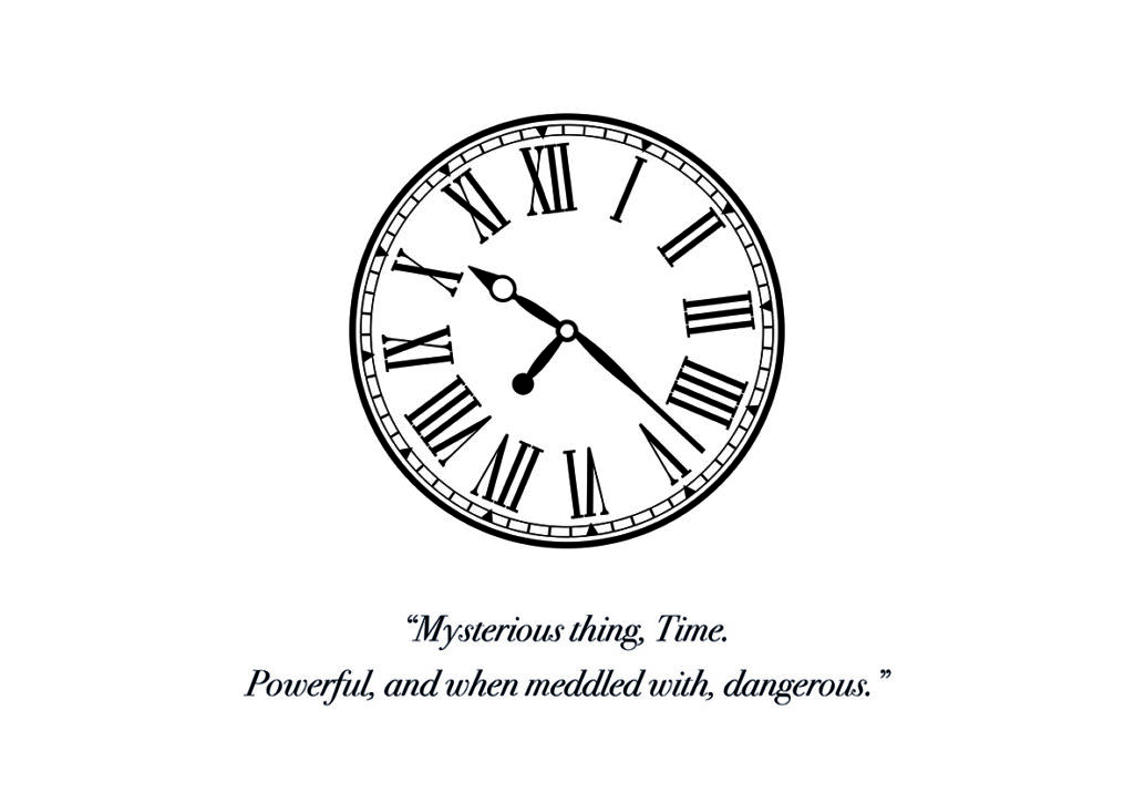 Ilustración minimalista de reloj con números romanos