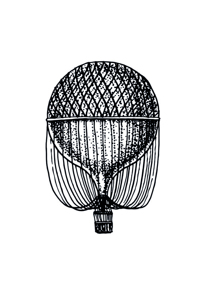 Ilustración vintage de globo aerostático