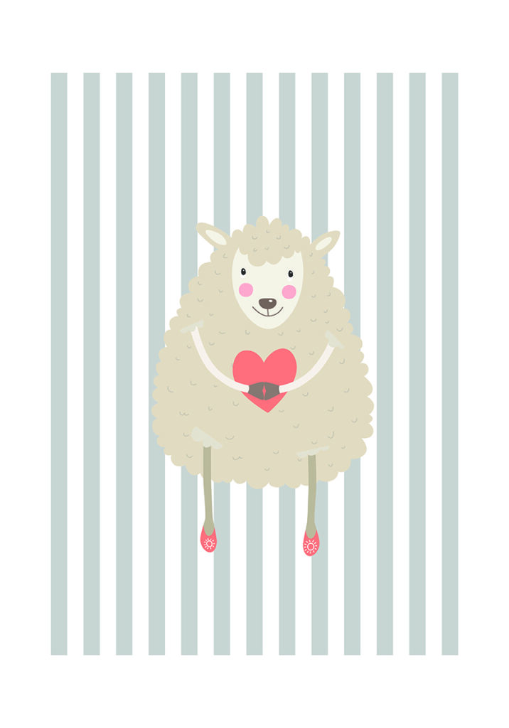 Ilustración tierna de oveja en estilo cartoon