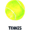 Pelota de tenis ilustrada en acuarela