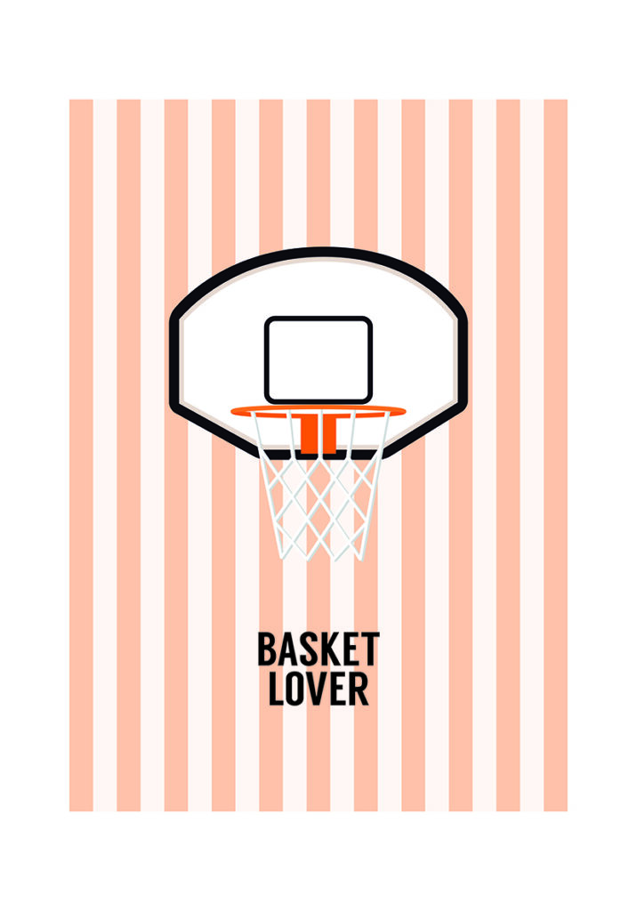 Ilustración minimalista de un aro de baloncesto
