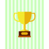 Ilustración sencilla de un trofeo sobre fondo a rayas