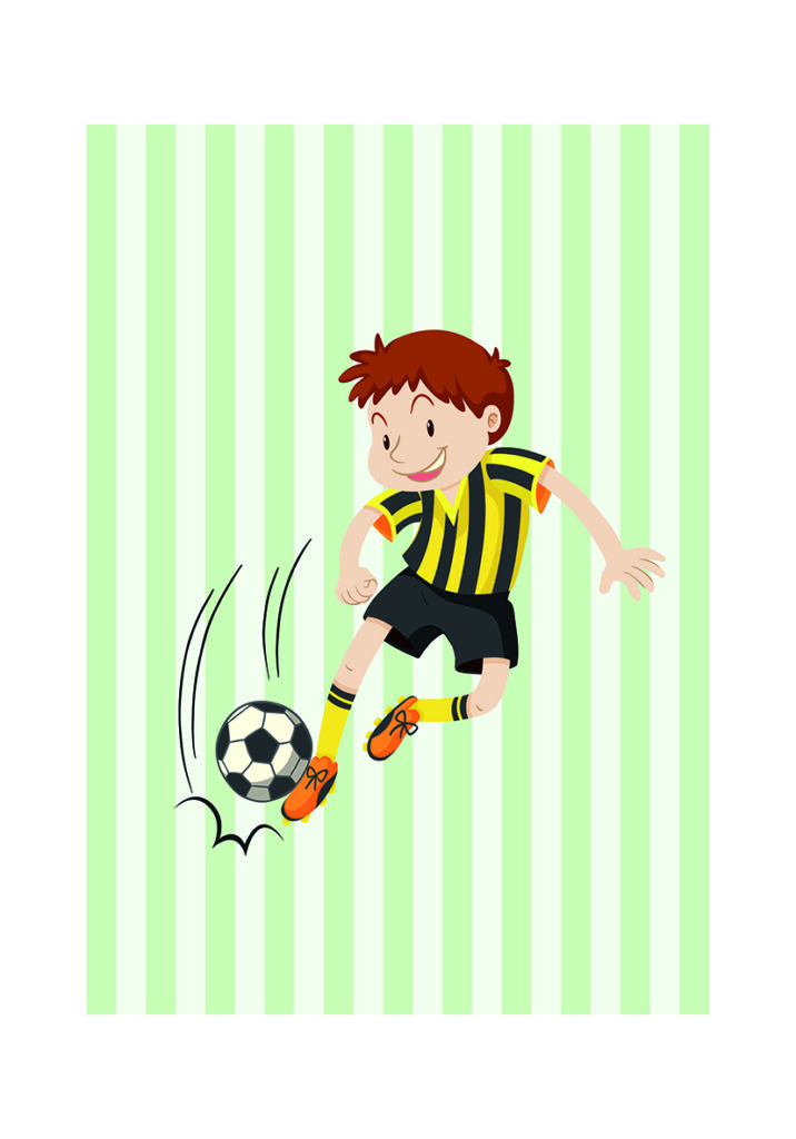 Ilustración de niño jugando al fútbol