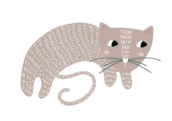 Ilustración estilizada y minimalista de un gato