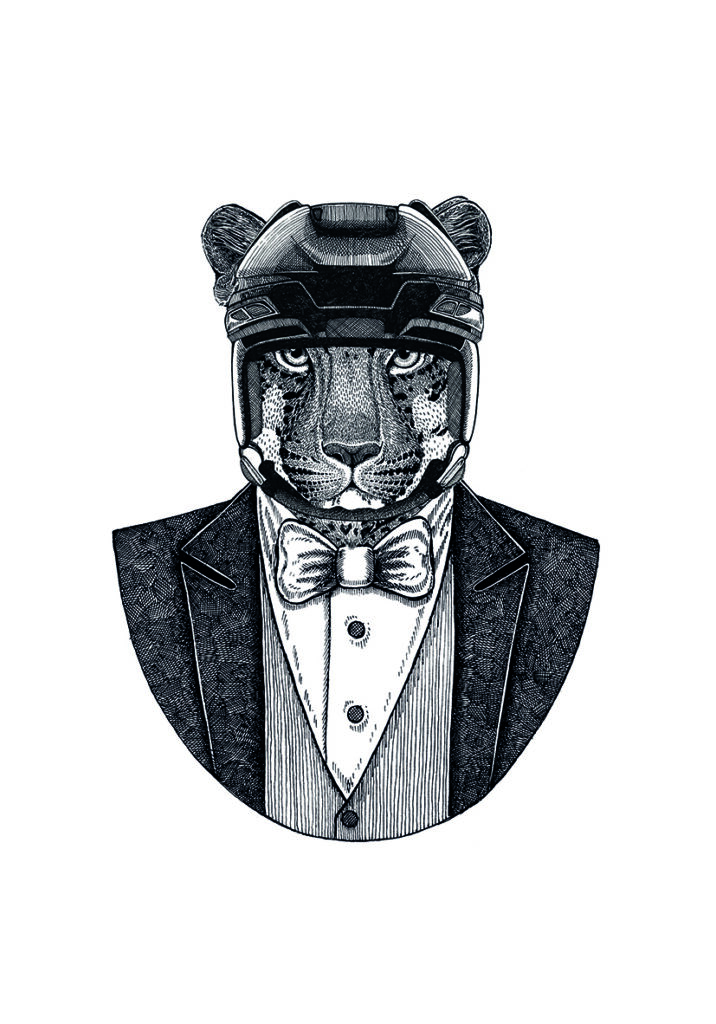 Leopardo elegante en traje