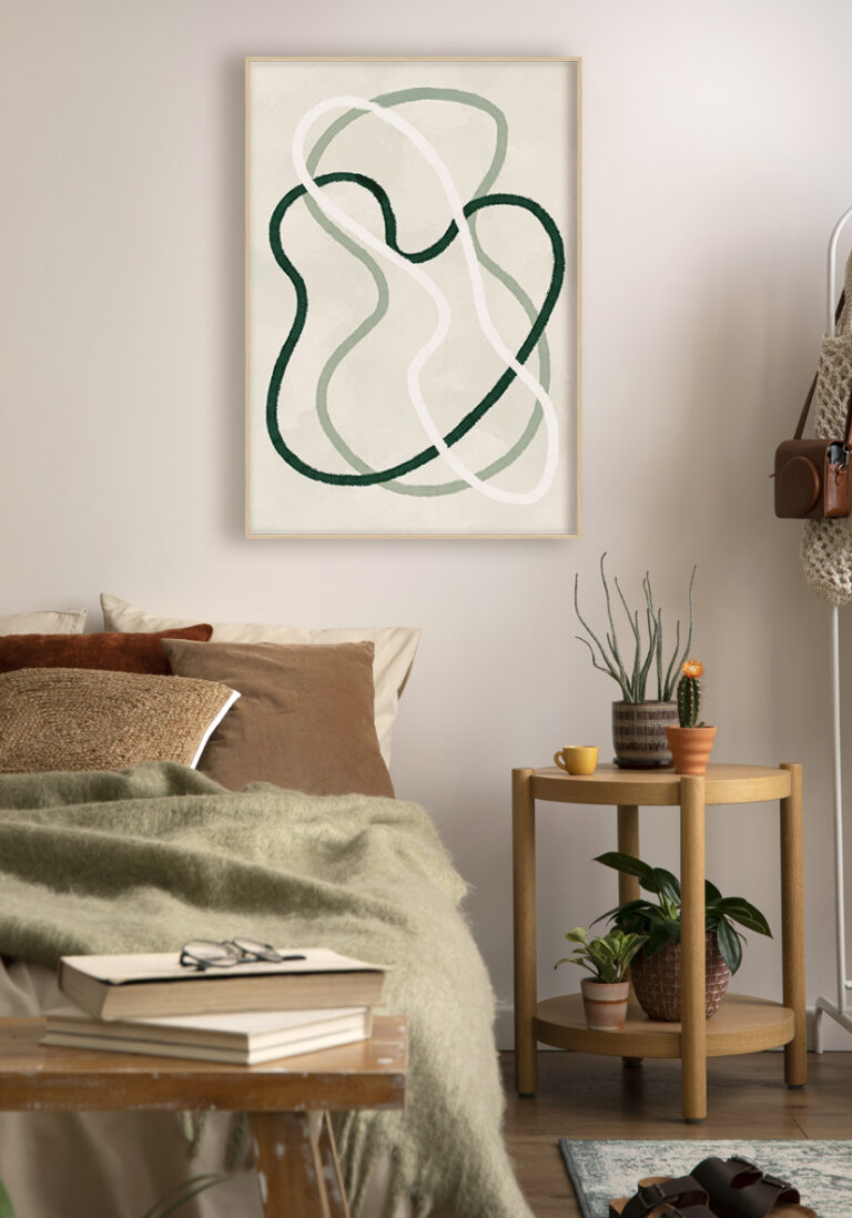 Arte abstracto minimalista con líneas onduladas